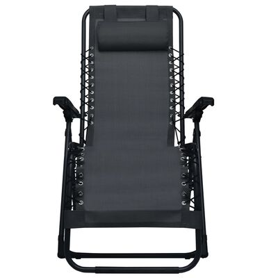 vidaXL Folding Deck Chair Black Textilene