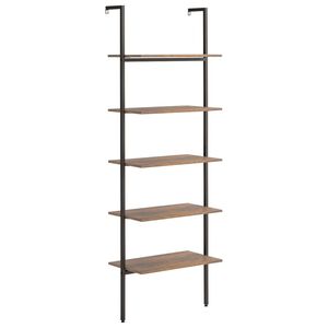 vidaXL Leaning Shelf | Dark Brown and Black | Engineered Wood, Steel | Medium
