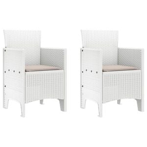 vidaXL Garden Chair 2 pcs White Polypropylene