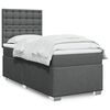 vidaXL Box Spring Bed with Mattress Dark Grey King Single Fabric