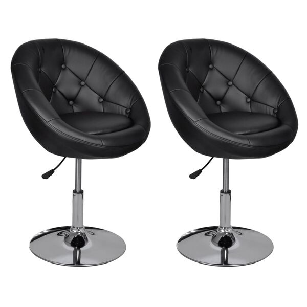 vidaXL Bar Chairs 2 pcs Black Faux Leather