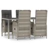 vidaXL 5 Piece Garden Dining Set with Cushions Grey Poly Rattan