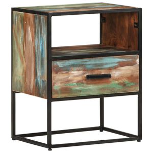 vidaXL Bed Cabinet | Multicolour | Recycled mixed wood and iron | Bed Cabinet