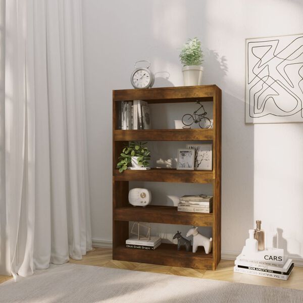 vidaXL Book Cabinet/Room Divider Smoked Oak 80x30x135 cm Engineered Wood