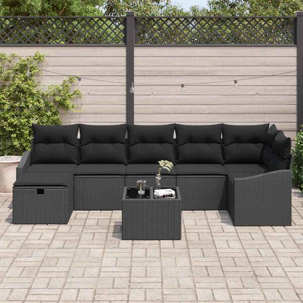 vidaXL Sofa Set with Cushion 8 pcs Poly Rattan