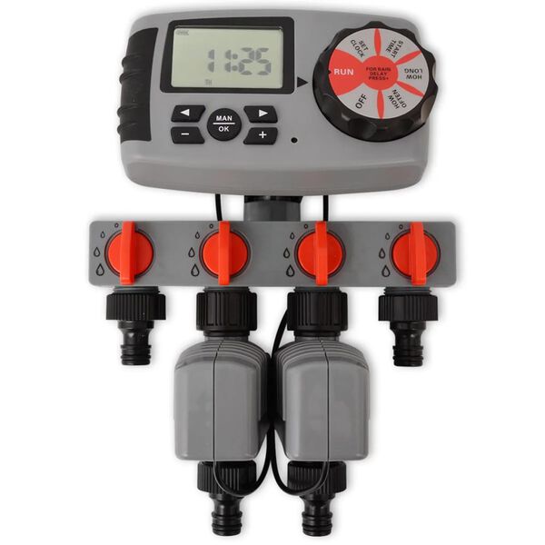 vidaXL Automatic Irrigation Timer with 4 Stations 3 V