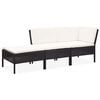 vidaXL 3 Piece Garden Lounge Set with Cushions Poly Rattan Black