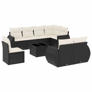 vidaXL 9 Piece Garden Sofa Set with Cushions Black Poly Rattan