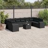 vidaXL 11 Piece Garden Sofa Set with Cushions Black Poly Rattan