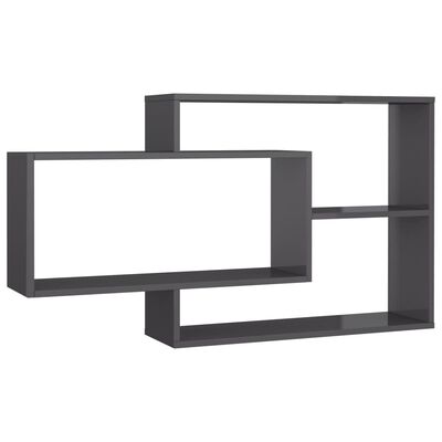 vidaXL Wall Shelves High Gloss Grey 104x20x58.5 cm Engineered Wood