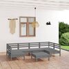 vidaXL 7 Piece Garden Lounge Set Grey Solid Wood Pine