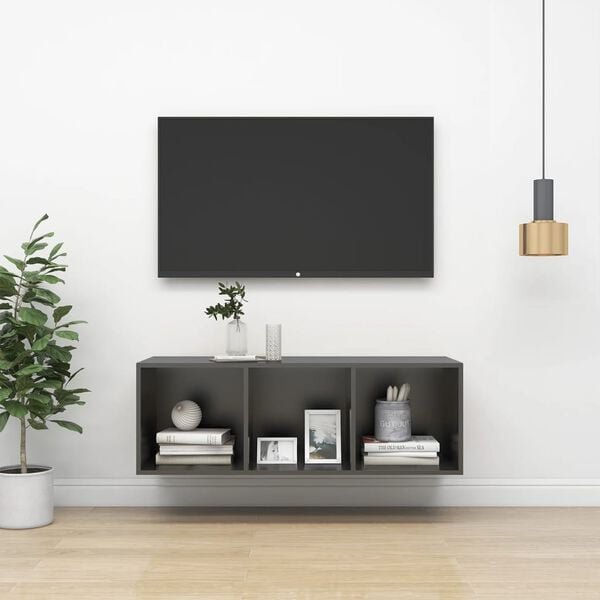 vidaXL Wall-mounted TV Cabinet Grey 37x37x107 cm Engineered Wood