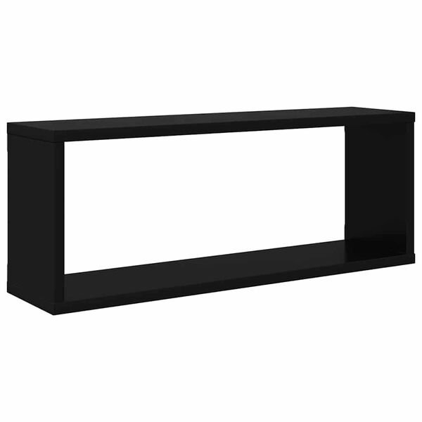 vidaXL Wall Cube Shelf 4 pcs Black 60x15x23 cm Engineered Wood