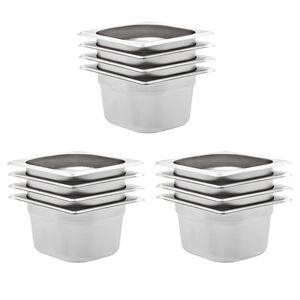 vidaXL Gastronorm Containers 12 pcs GN 1/6 100 mm Stainless Steel