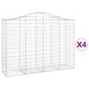 vidaXL Arched Gabion Baskets 4 pcs 200x50x140/160 cm Galvanised Iron