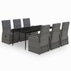 vidaXL 7 Piece Garden Dining Set with Cushions Grey