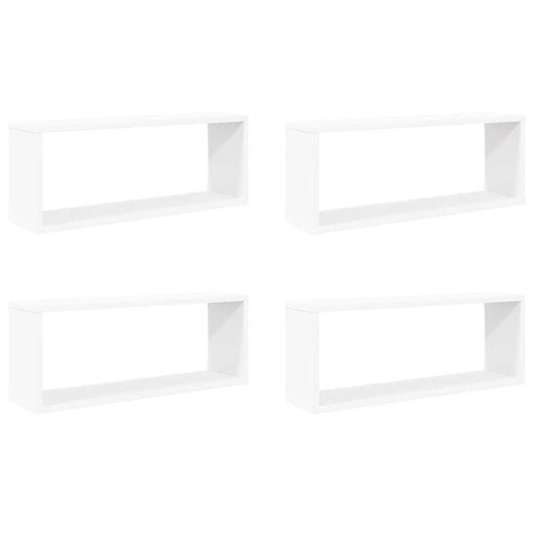 vidaXL Wall Cube Shelf 4 pcs White 60x15x23 cm Engineered Wood