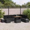 vidaXL Garden Sofa Set with Storage 9 pcs Black Poly rattan