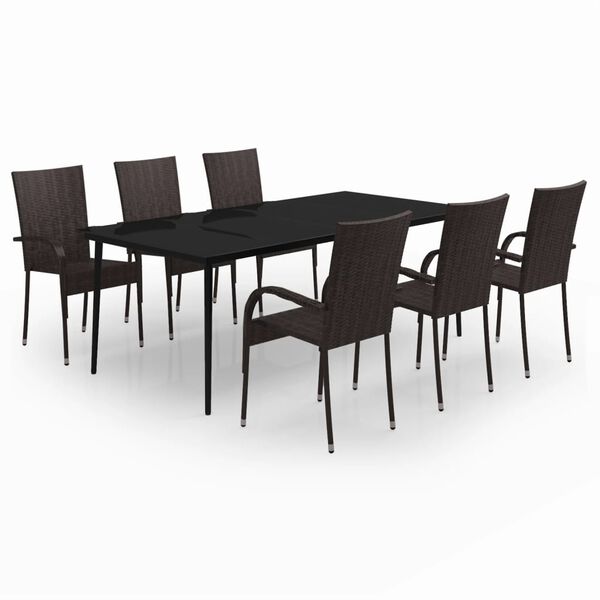 vidaXL 7 Piece Garden Dining Set Brown and Black