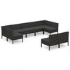 vidaXL 9 Piece Garden Lounge Set with Cushions Poly Rattan Black