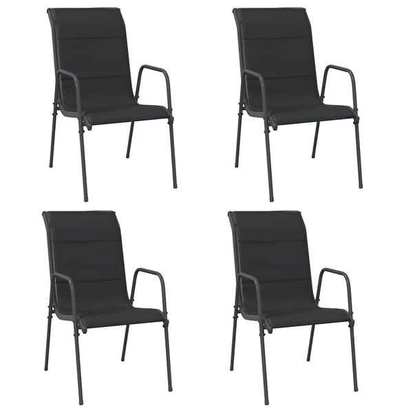 vidaXL Garden Chairs 4 pcs Steel and Textilene Black