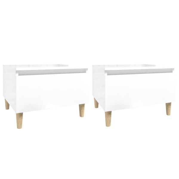 vidaXL Side Tables 2 pcs High Gloss White 50x46x35 cm Engineered Wood