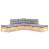 vidaXL 5 Piece Garden Lounge Set with Grey Cushions Pinewood