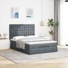 vidaXL Ottoman Bed with Mattresses & LEDs Dark Grey Queen Velvet
