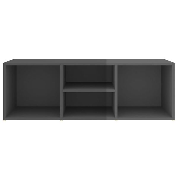 vidaXL Shoe Storage Bench High Gloss Grey 105x35x35 cm Engineered Wood