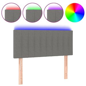 vidaXL LED Headboard Dark Grey 100x5x78/88 cm Fabric