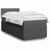 vidaXL Box Spring Bed with Mattress Dark Grey King Single Fabric