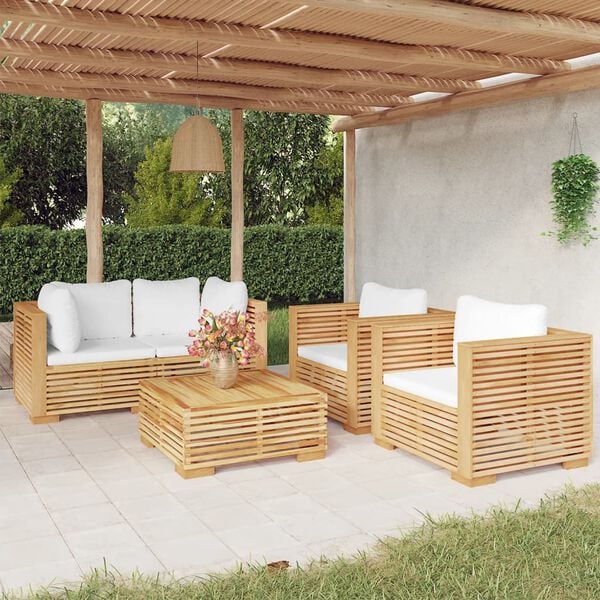 vidaXL 5 Piece Garden Lounge Set with Cushions Solid Wood Teak