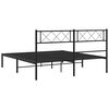 vidaXL Metal Bed Frame without Mattress with Headboard Black 135x190cm