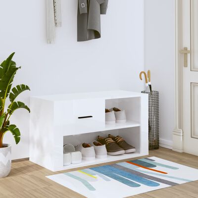 vidaXL Shoe Cabinet High Gloss White 80x35x45 cm Engineered Wood