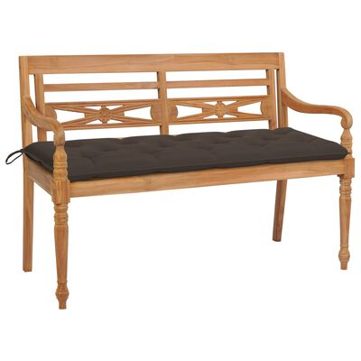 vidaXL Batavia Bench with Taupe Cushion 150 cm Solid Teak Wood