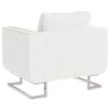 vidaXL Cube Armchair with Chrome Feet White Faux Leather