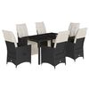vidaXL 7 Piece Garden Dining Set with Cushions Black Poly Rattan