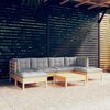 vidaXL 7 Piece Garden Lounge Set with Grey Cushions Pinewood