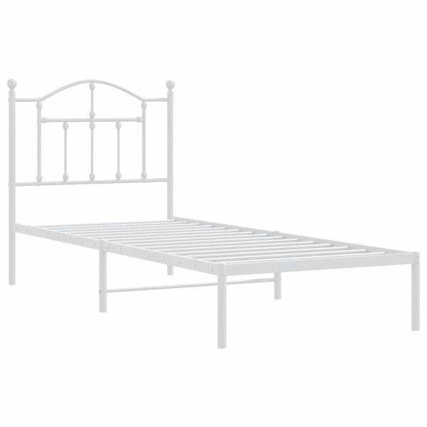 vidaXL Metal Bed Frame without Mattress with Headboard White 90x190cm