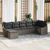 vidaXL Garden Sofa Set with Cushion 7 pcs Grey Poly Rattan
