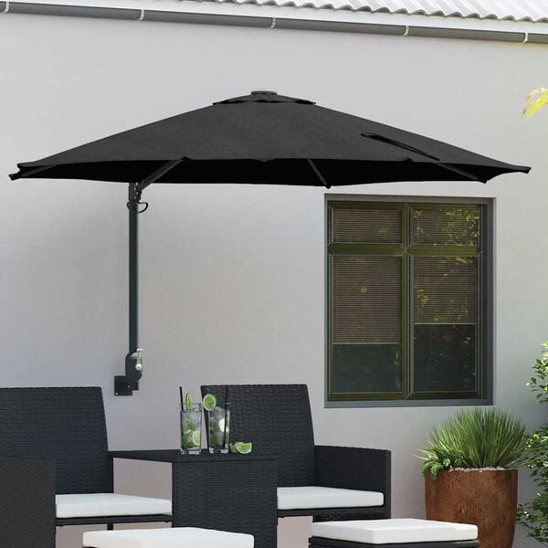 vidaXL Garden Parasol Black and Black 248 x 248 x 148 cm
