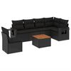 vidaXL 7 Piece Garden Sofa Set with Cushions Black Poly Rattan