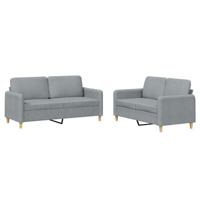 vidaXL 2 Piece Sofa Set with Cushions Light Grey Fabric