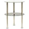 vidaXL 2-Tier Side Table Transparent & Black Marble 38 cm Tempered Glass