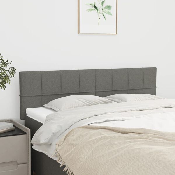 vidaXL Headboards Dark Grey 144x5x78/88 cm Fabric