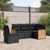 vidaXL 5 Piece Garden Sofa Set with Cushions Black Poly Rattan