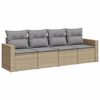 vidaXL 4 Piece Garden Sofa Set with Cushions Beige Poly Rattan