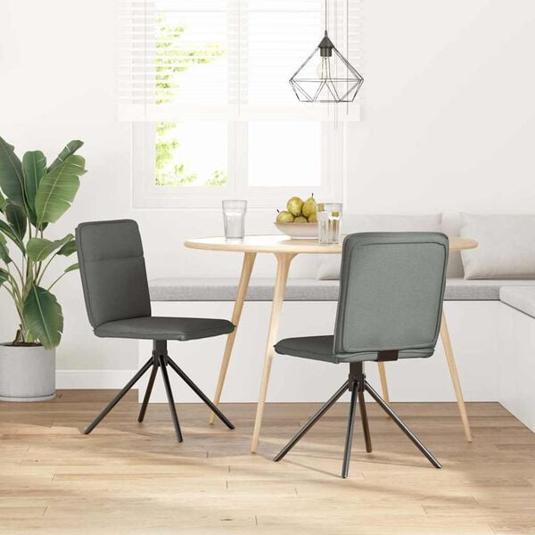 vidaXL Dining Chairs 2 pcs Dark Grey Fabric
