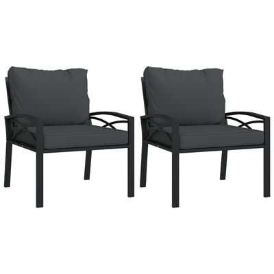 vidaXL Garden Chairs with Grey Cushions 2 pcs 68x76x79 cm Steel