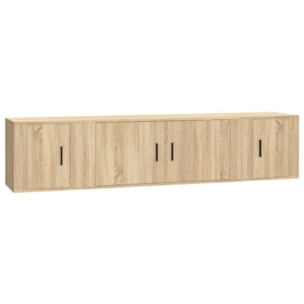 vidaXL 3 Piece TV Cabinet Set Sonoma Oak Engineered Wood